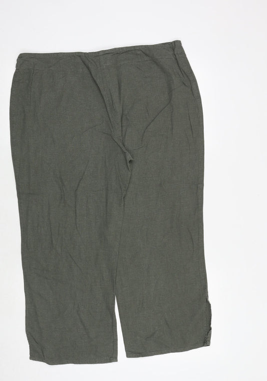Liquid Womens Green Polyester Cropped Trousers Size 36 in Regular Drawstring