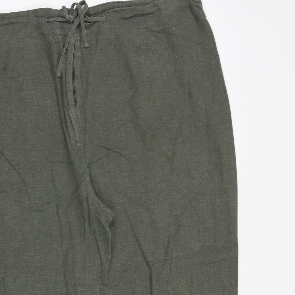 Liquid Womens Green Polyester Cropped Trousers Size 36 in Regular Drawstring