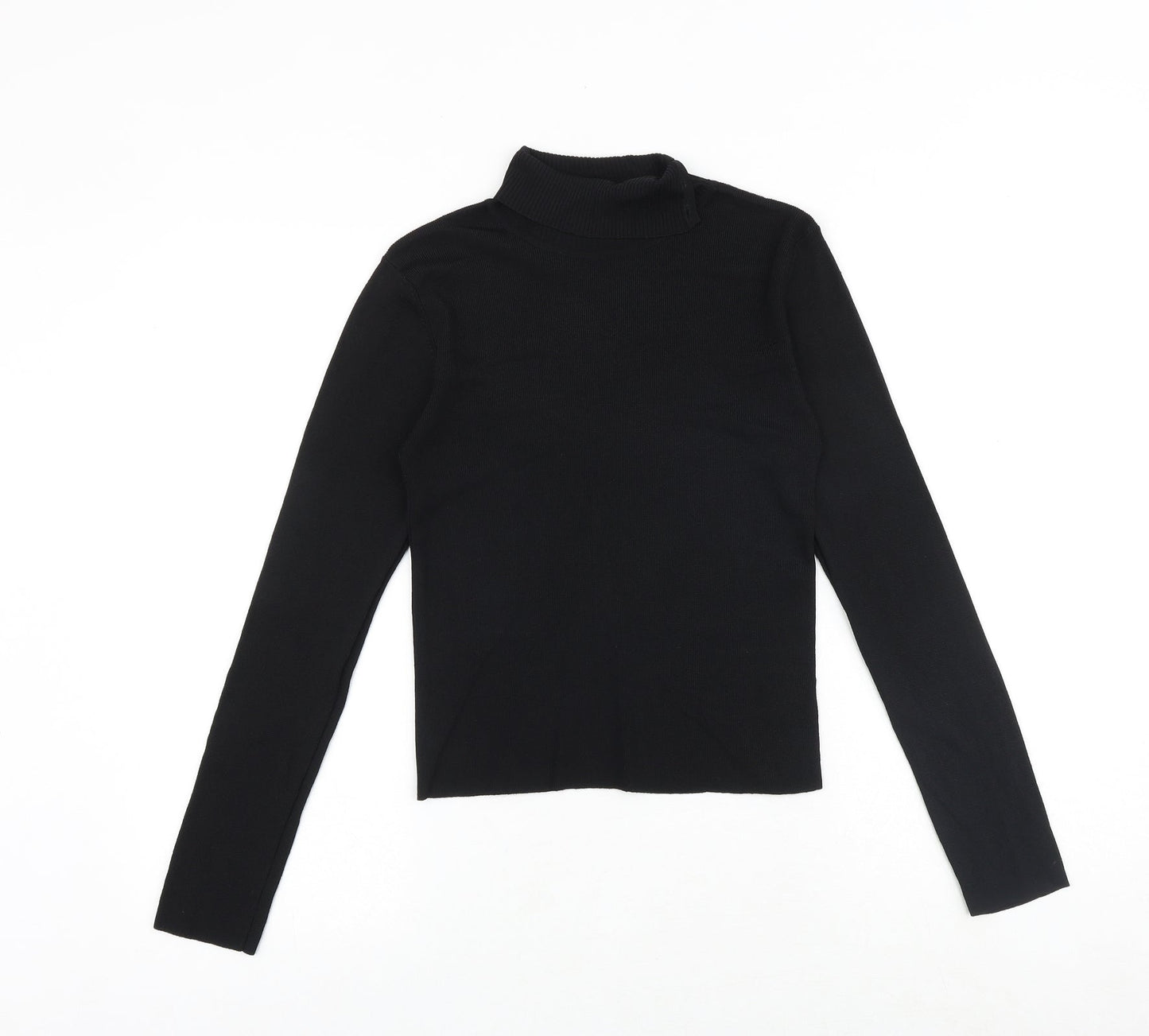 Suchita Womens Black Roll Neck Polyester Pullover Jumper Size S