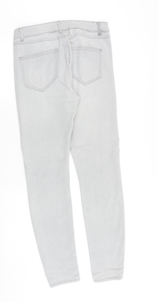 VILA Womens Grey Cotton Skinny Jeans Size 30 in Regular Zip