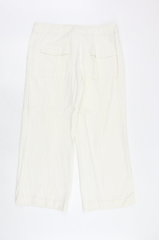 South Womens White Polyester Trousers Size 36 in Regular Zip