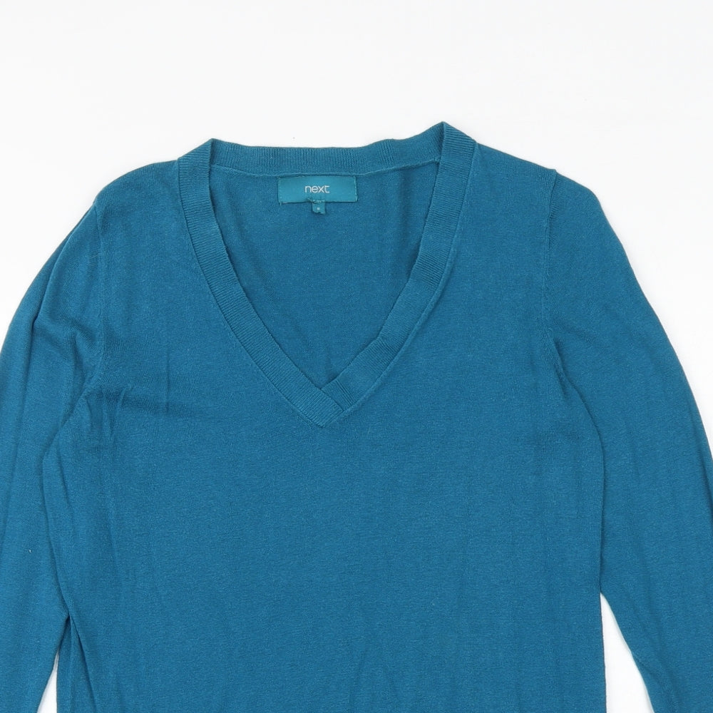 NEXT Womens Green V-Neck Acrylic Pullover Jumper Size 8