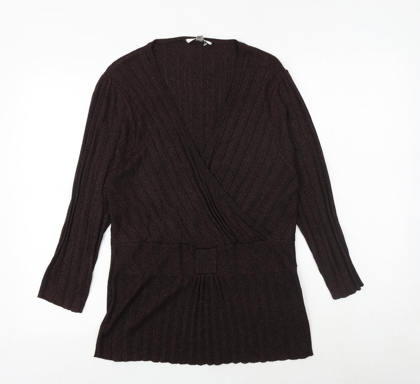 Klass Womens Brown V-Neck Viscose Pullover Jumper Size L