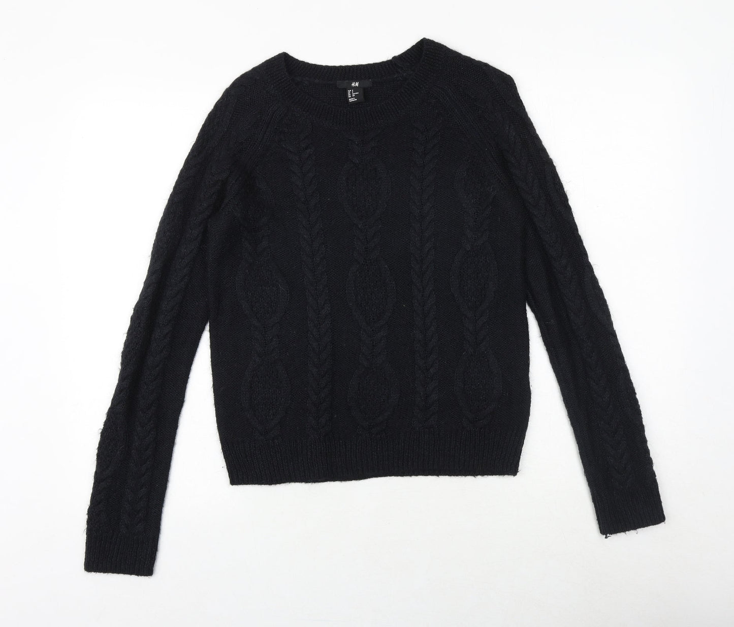 H&M Womens Black Round Neck Acrylic Pullover Jumper Size S