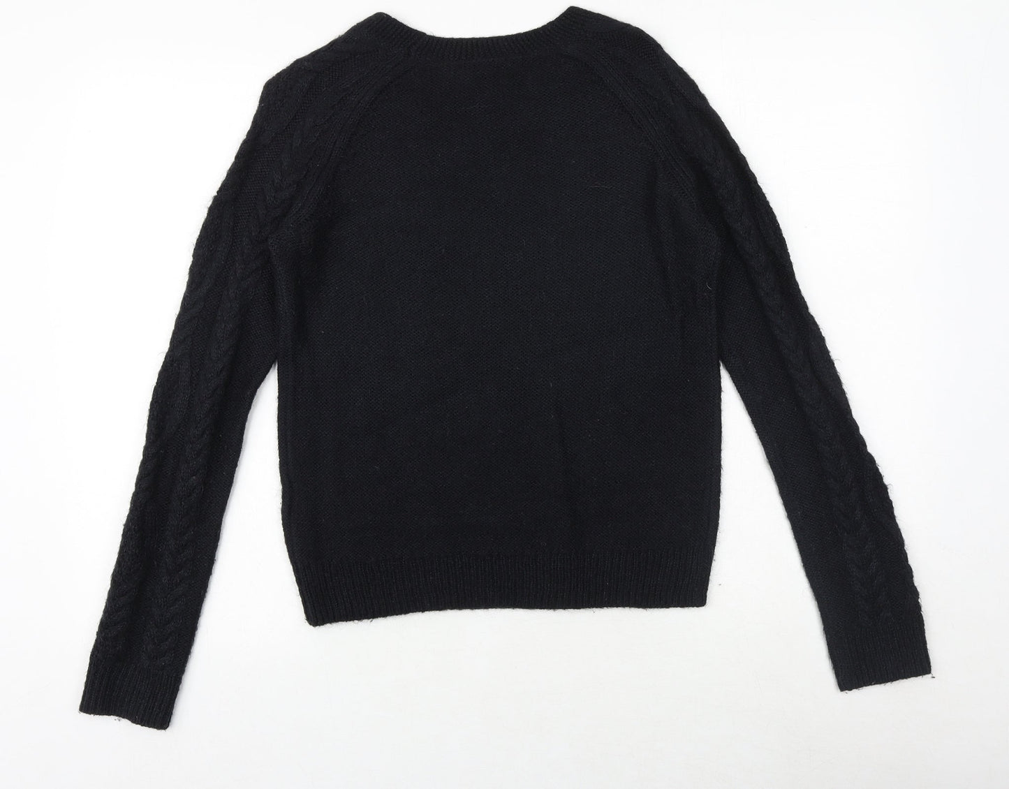 H&M Womens Black Round Neck Acrylic Pullover Jumper Size S