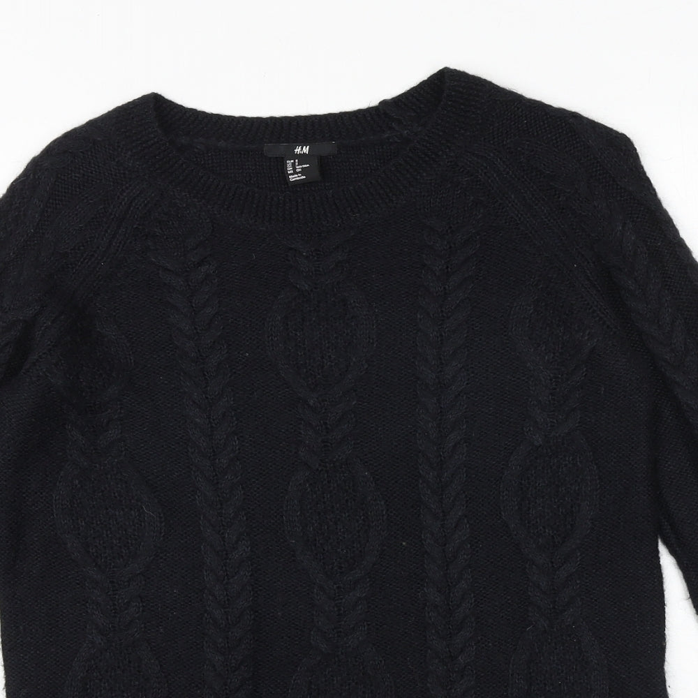 H&M Womens Black Round Neck Acrylic Pullover Jumper Size S