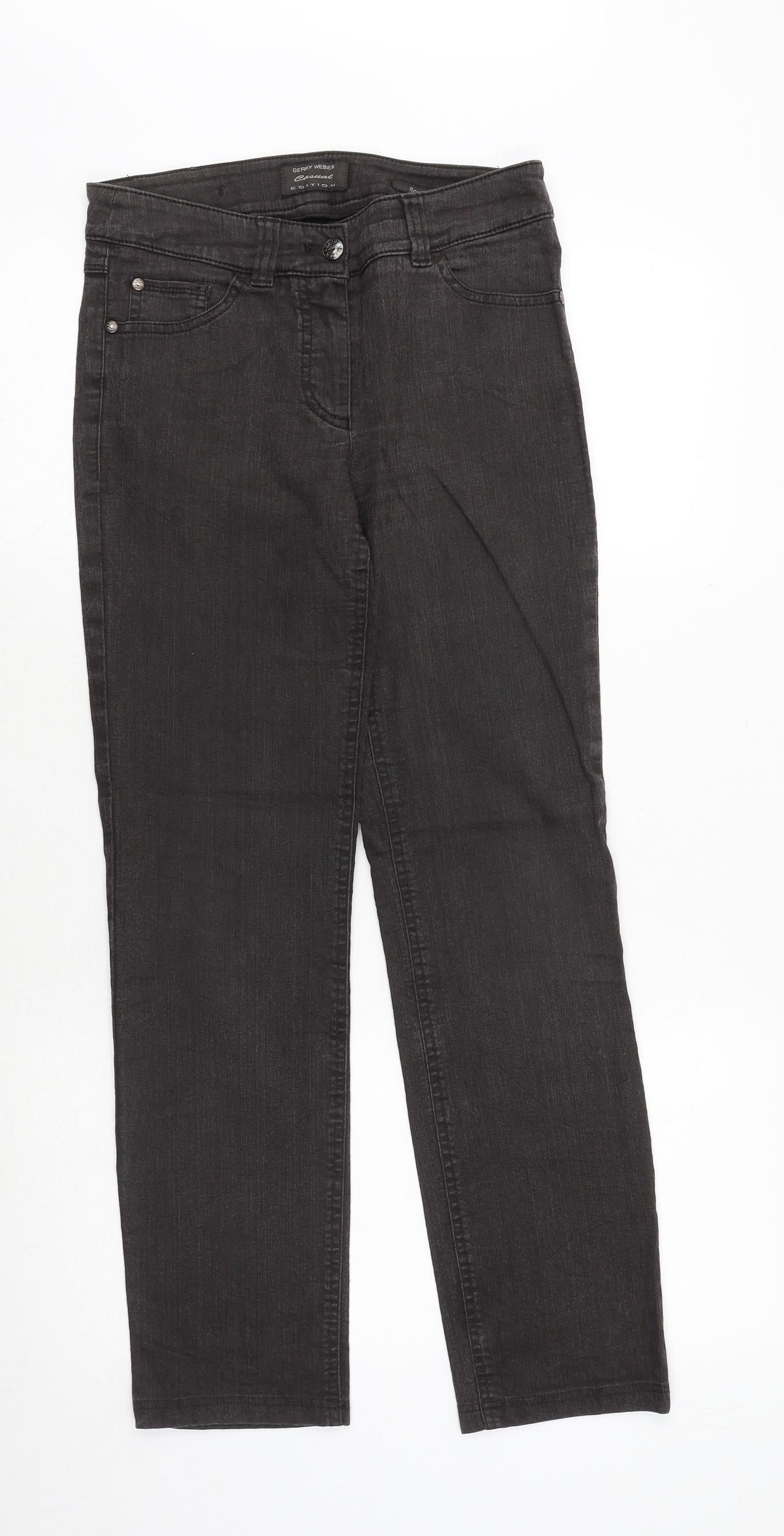 Gerry Weber Womens Grey Cotton Straight Jeans Size 28 in Regular Zip
