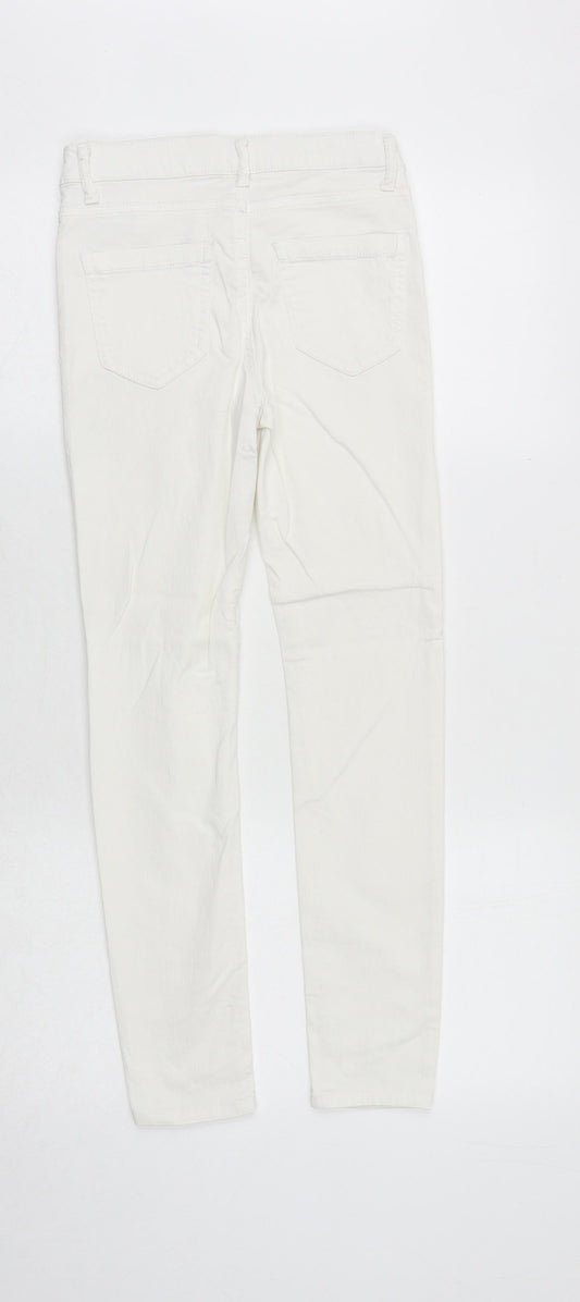 FBsister Womens Yellow Cotton Skinny Jeans Size S Regular Zip - Flower