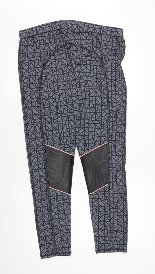 mamas & papas Womens Grey Geometric Polyester Jogger Leggings Size 35 in