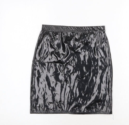 PRETTYLITTLETHING Womens Black Polyester Bandage Skirt Size 6