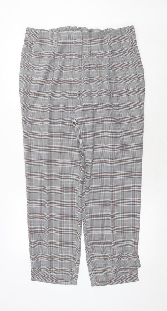 Anthology Womens Grey Plaid Polyester Trousers Size 16 Regular Zip