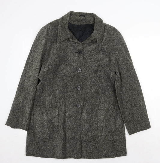 Richards Womens Grey Geometric Overcoat Coat Size 16 Button