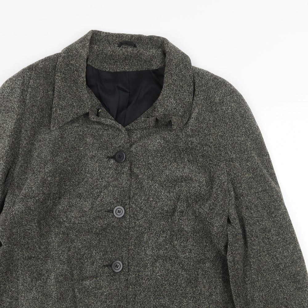 Richards Womens Grey Geometric Overcoat Coat Size 16 Button