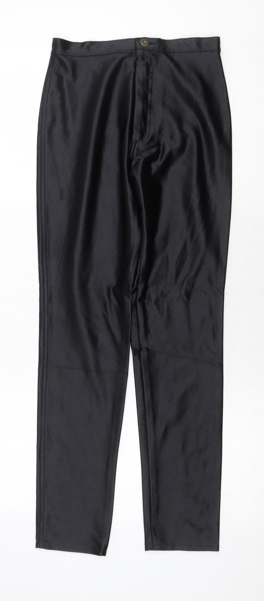 Scirocco Womens Black Nylon Trousers Size 12 Regular Zip - Faux Leather