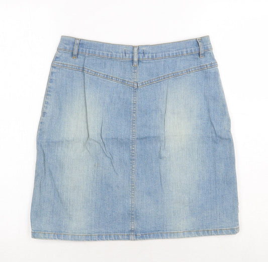NL Jeans Womens Blue Cotton Straight & Pencil Skirt Size 28 in Zip