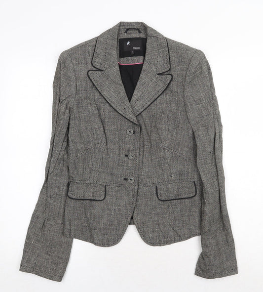 NEXT Womens Grey Geometric Jacket Blazer Size 10 Button