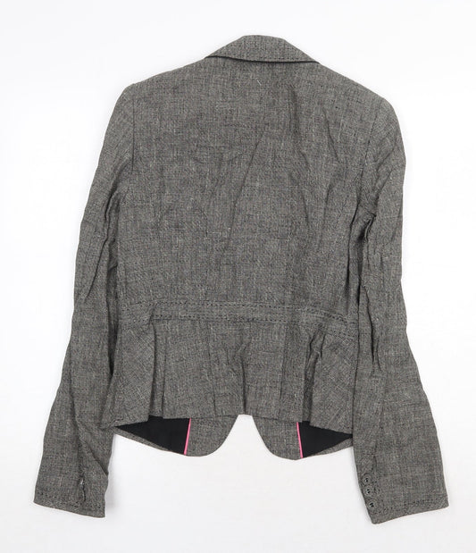 NEXT Womens Grey Geometric Jacket Blazer Size 10 Button