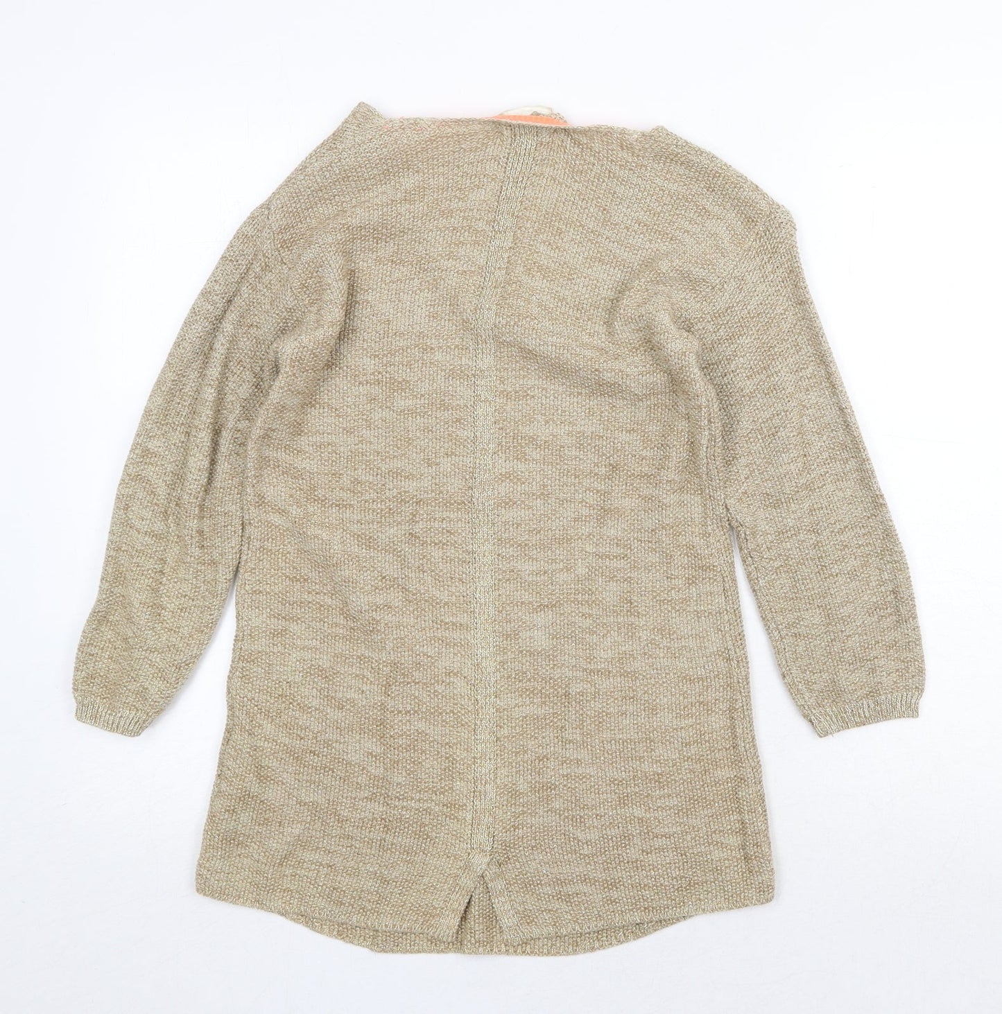 NEXT Womens Beige V-Neck Cotton Pullover Jumper Size 8