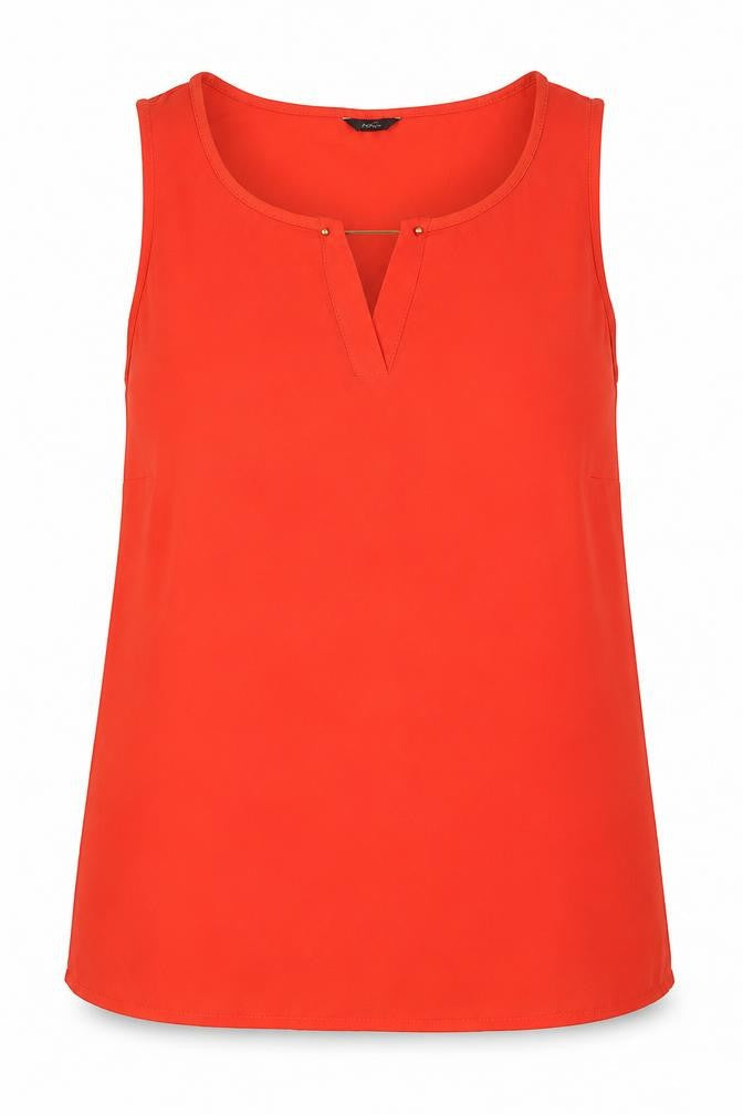 M&Co Womens Red Polyester Basic Tank Size 12 Round Neck