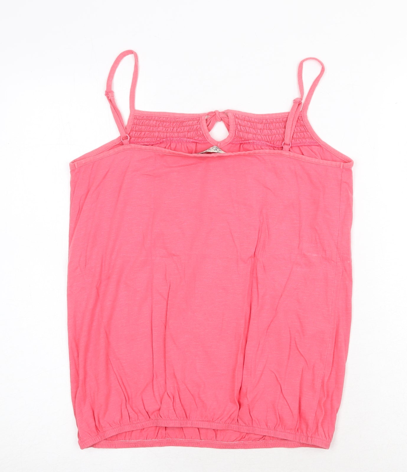 M&Co Womens Pink Cotton Basic Tank Size 10 Square Neck