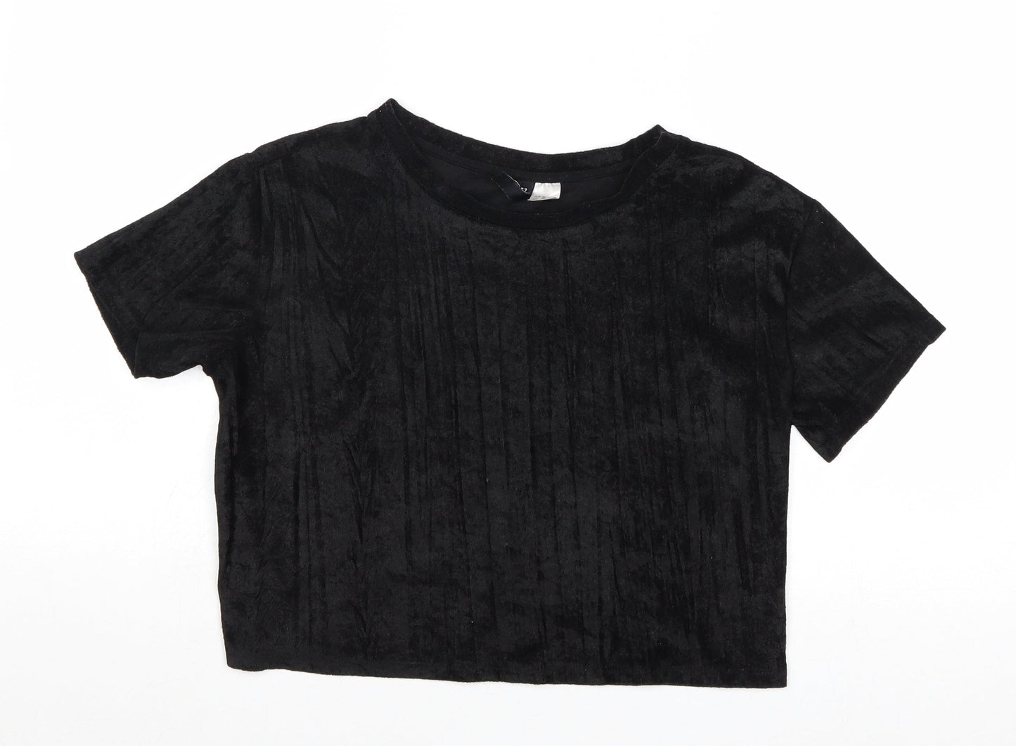 Divided by H&M Womens Black Polyester Basic T-Shirt Size XS Round Neck