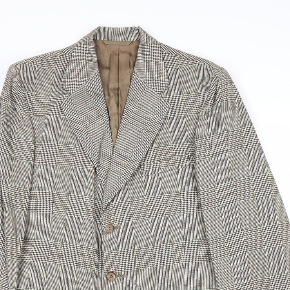 Burton Mens Grey Plaid Wool Jacket Suit Jacket Size 40 Regular