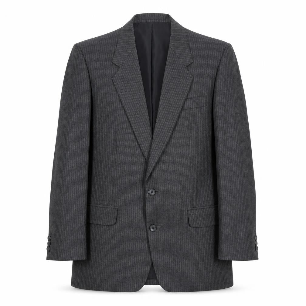 Greenwoods Mens Grey Striped Wool Jacket Suit Jacket Size 38 Regular