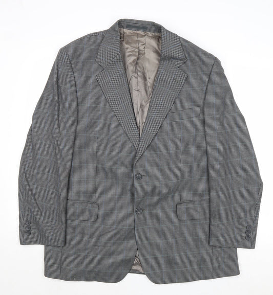 Wellington Mens Grey Geometric Polyester Jacket Suit Jacket Size 42 Regular