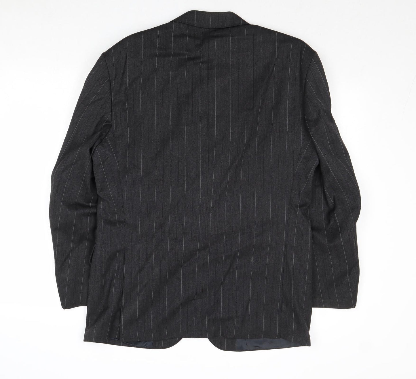 Cliftons Mens Grey Striped Wool Jacket Suit Jacket Size 40 Regular