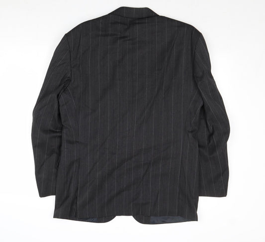 Cliftons Mens Grey Striped Wool Jacket Suit Jacket Size 40 Regular