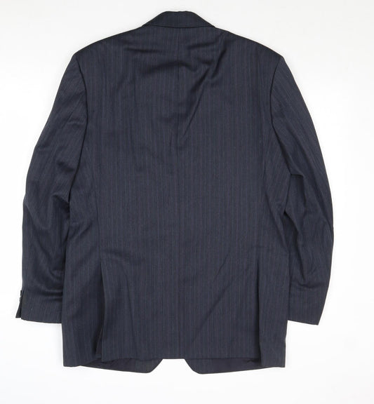 Marks and Spencer Mens Blue Striped Polyester Jacket Suit Jacket Size 40 Regular