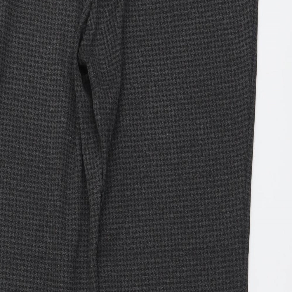 Marks and Spencer Womens Grey Geometric Viscose Trousers Size 12 L28 in Regular
