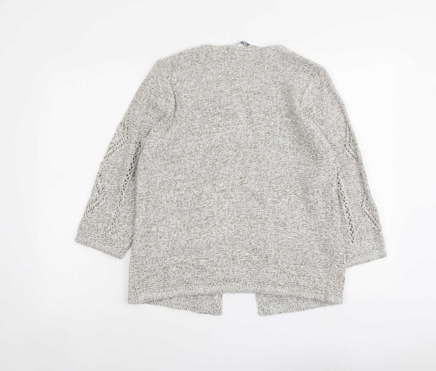 EWM Womens Beige Round Neck Acrylic Cardigan Jumper Size S