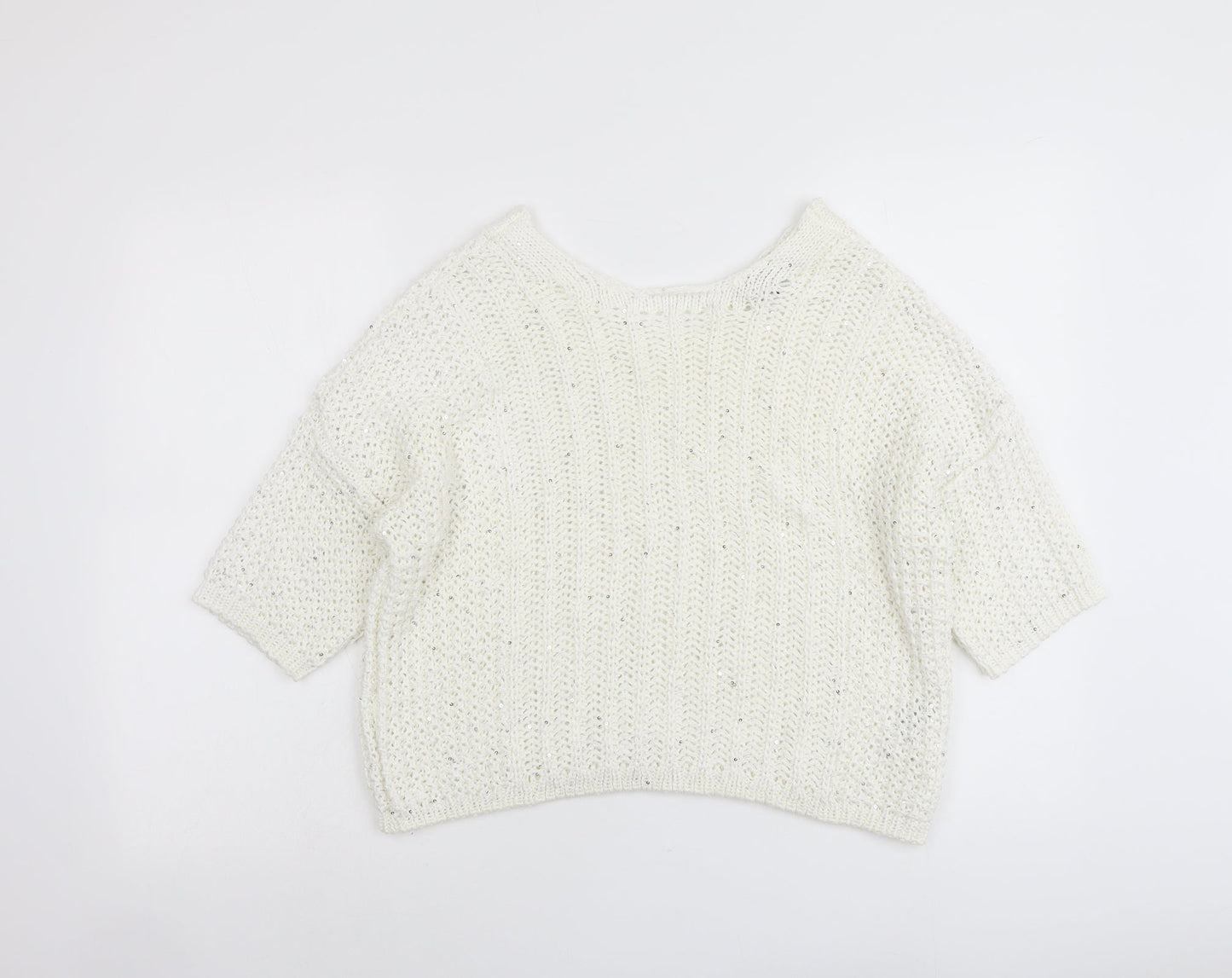 NEXT Womens Ivory Round Neck Acrylic Pullover Jumper Size M