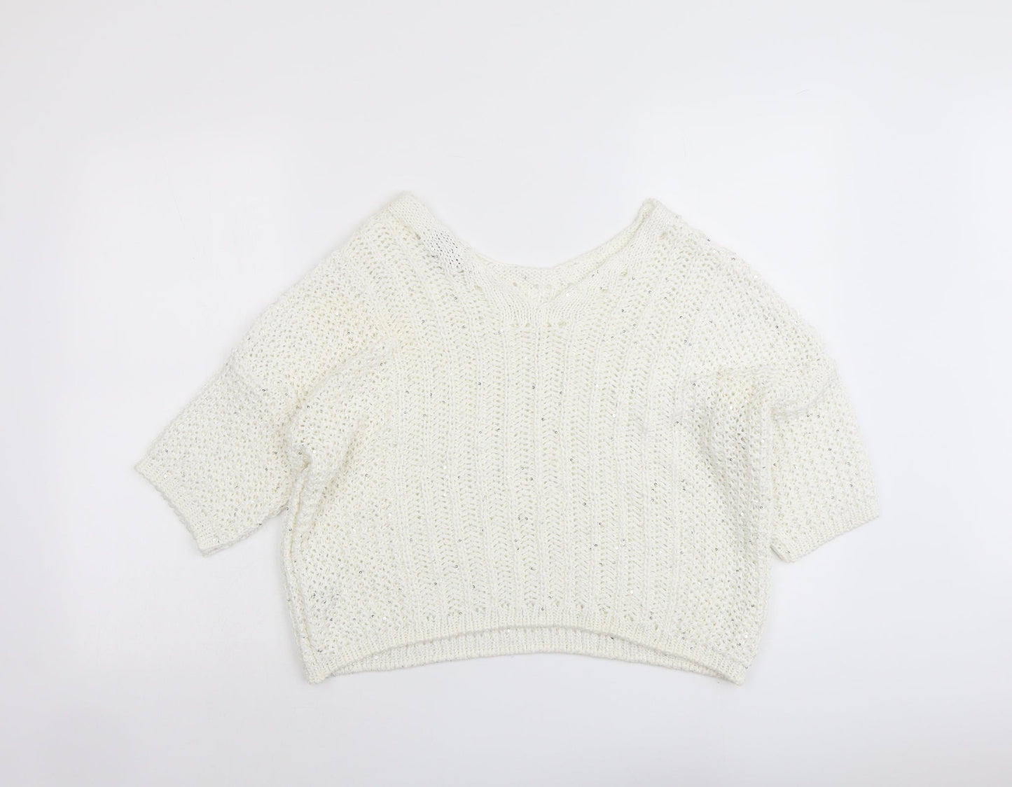 NEXT Womens Ivory Round Neck Acrylic Pullover Jumper Size M