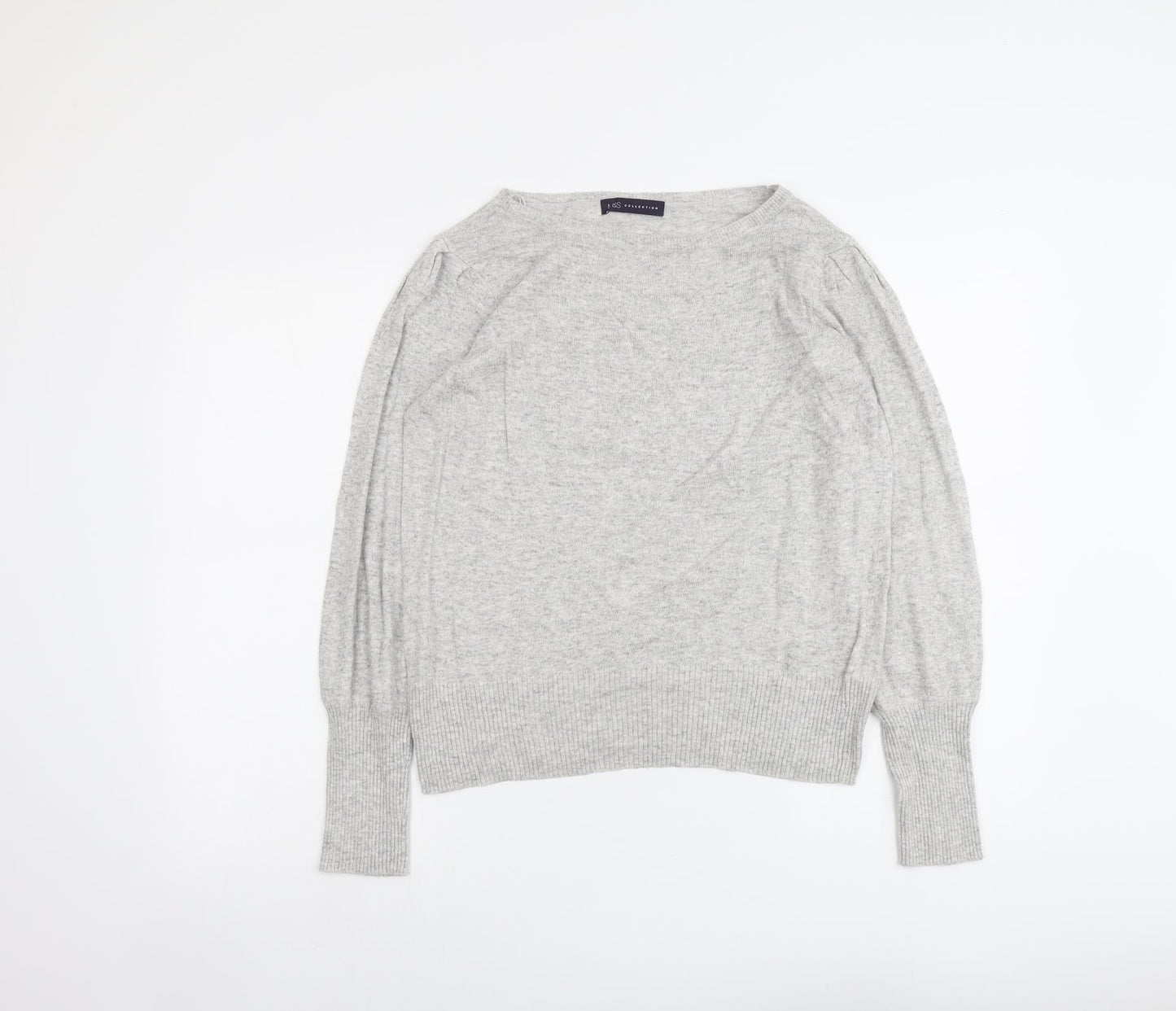 Marks and Spencer Womens Grey Round Neck Viscose Pullover Jumper Size 14
