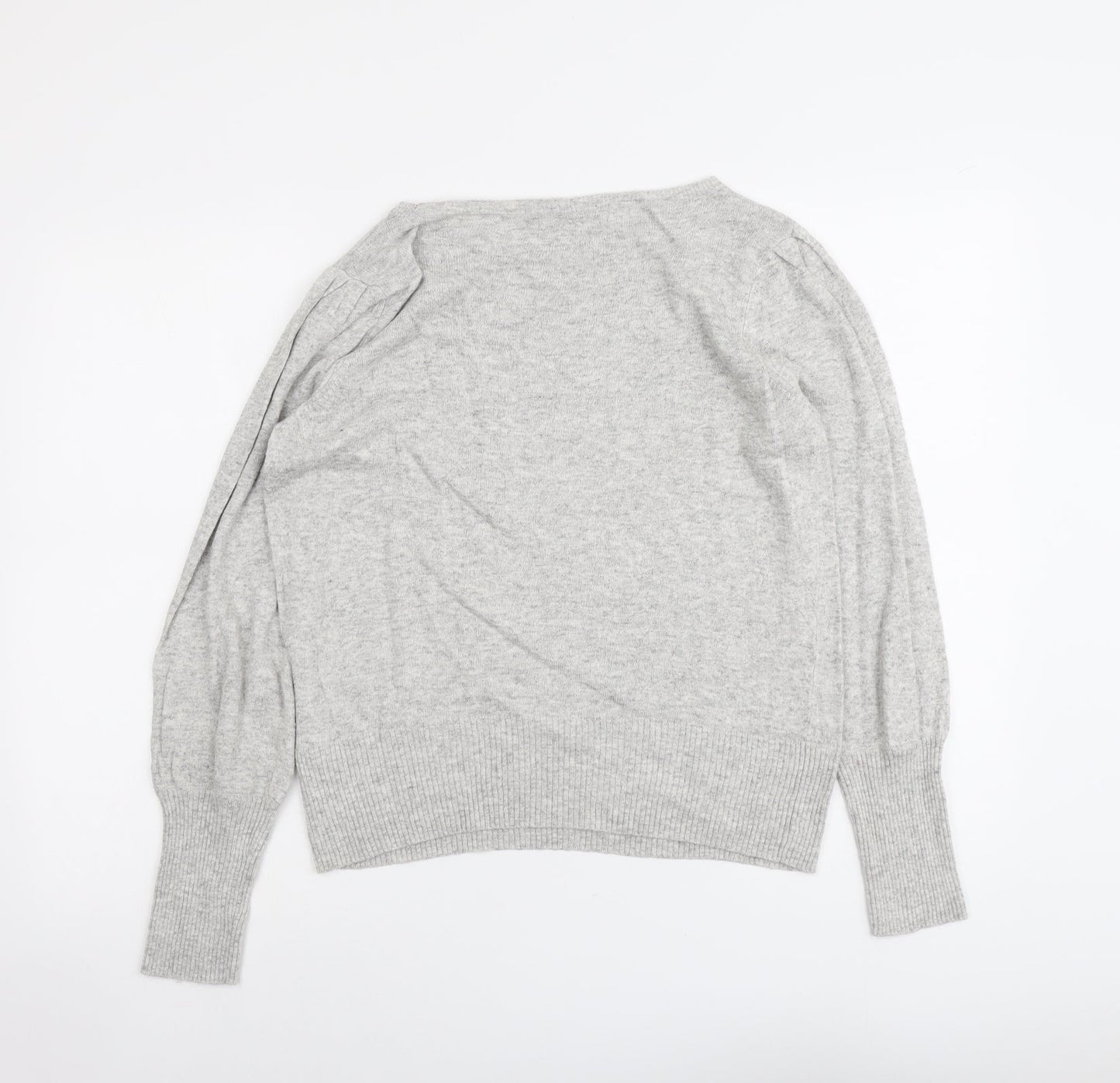 Marks and Spencer Womens Grey Round Neck Viscose Pullover Jumper Size 14