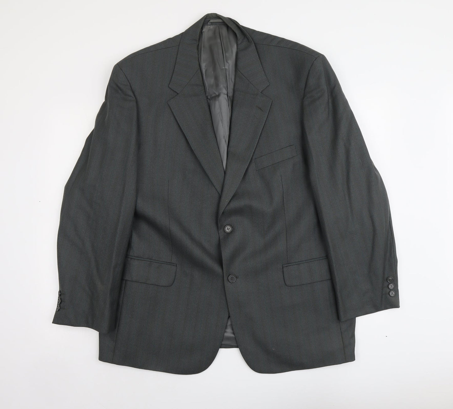 Wellington Mens Grey Striped Wool Jacket Suit Jacket Size L Regular