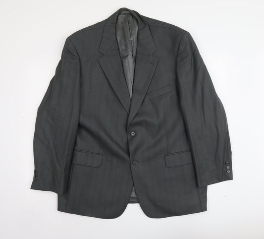 Wellington Mens Grey Striped Wool Jacket Suit Jacket Size L Regular