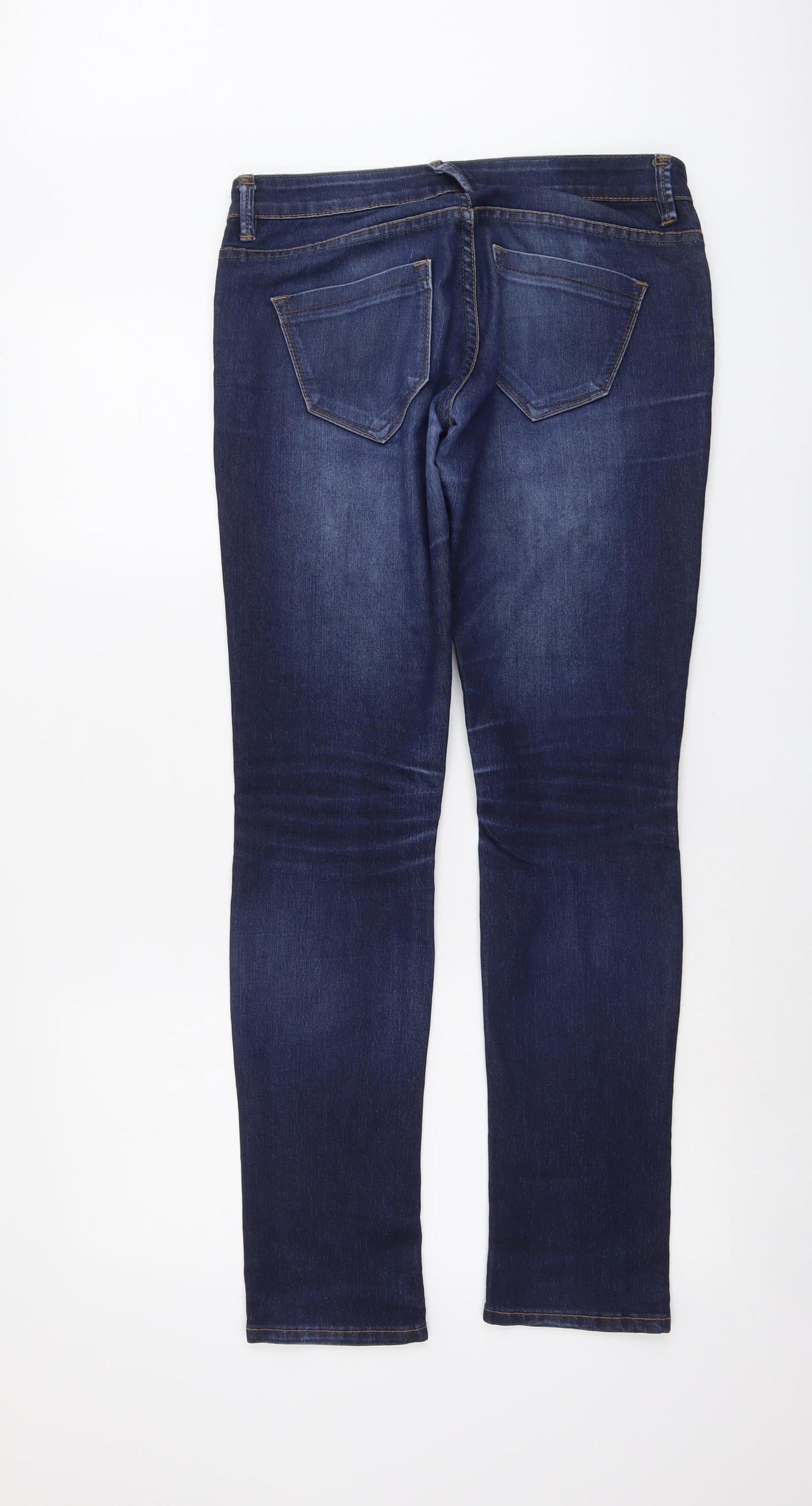 RESERVED Womens Blue Cotton Straight Jeans Size 29 in L32 in Regular Button