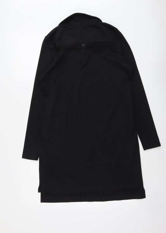 Warehouse Womens Black Polyester Shirt Dress Size 10 Collared Button