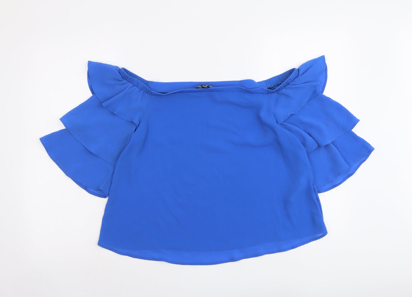 New Look Womens Blue Polyester Basic Blouse Size 12 Boat Neck