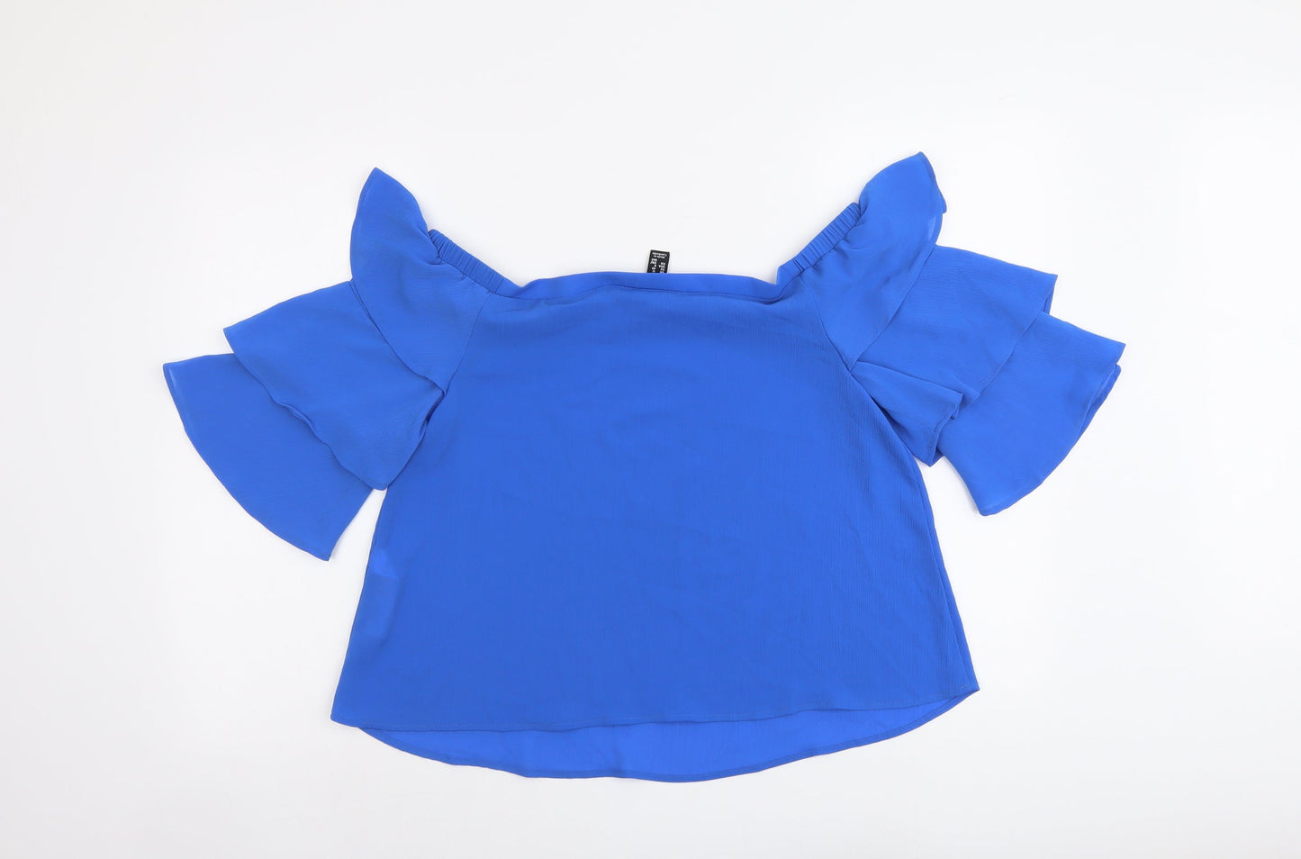 New Look Womens Blue Polyester Basic Blouse Size 12 Boat Neck