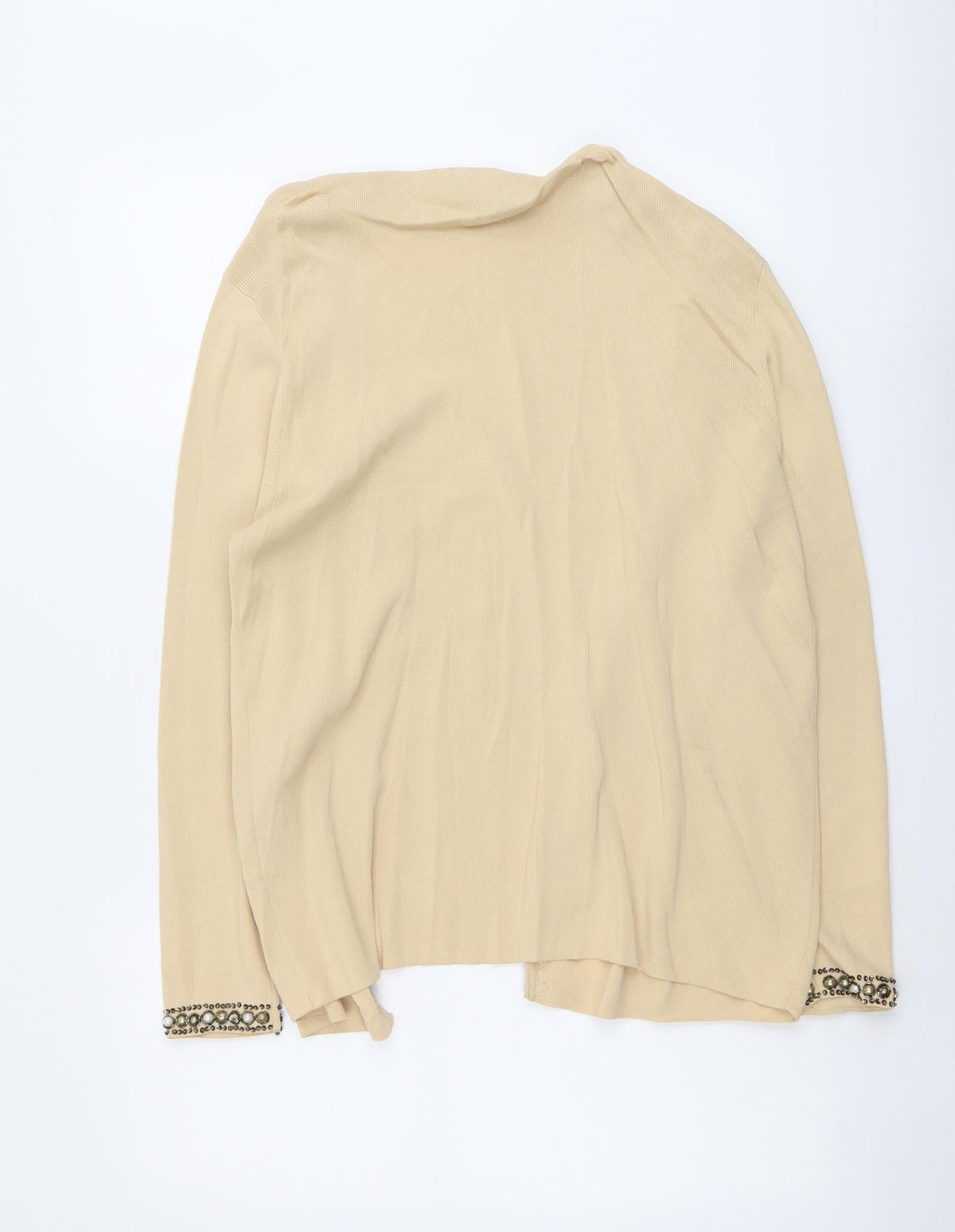 Casamia Womens Beige V-Neck Viscose Cardigan Jumper Size M