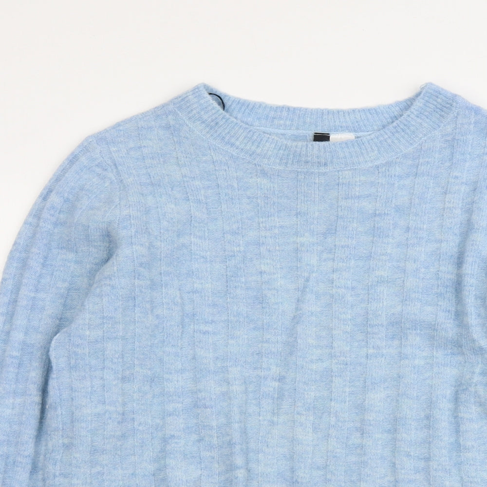 H&M Womens Blue Round Neck Acrylic Pullover Jumper Size S
