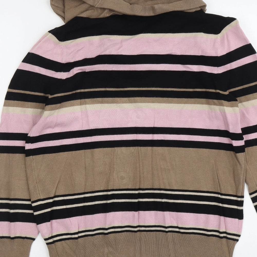 Marks and Spencer Womens Multicoloured Round Neck Striped Viscose Pullover Jumper Size 12