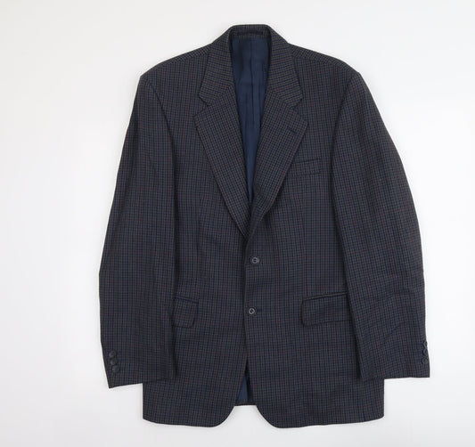 Lee Greenwood Mens Blue Geometric Wool Jacket Suit Jacket Size M Regular