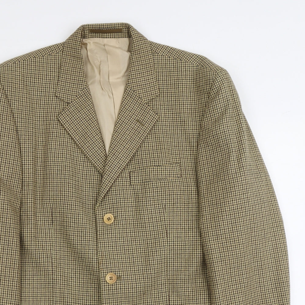 Pierro Cini Mens Beige Geometric Polyester Jacket Blazer Size L Regular
