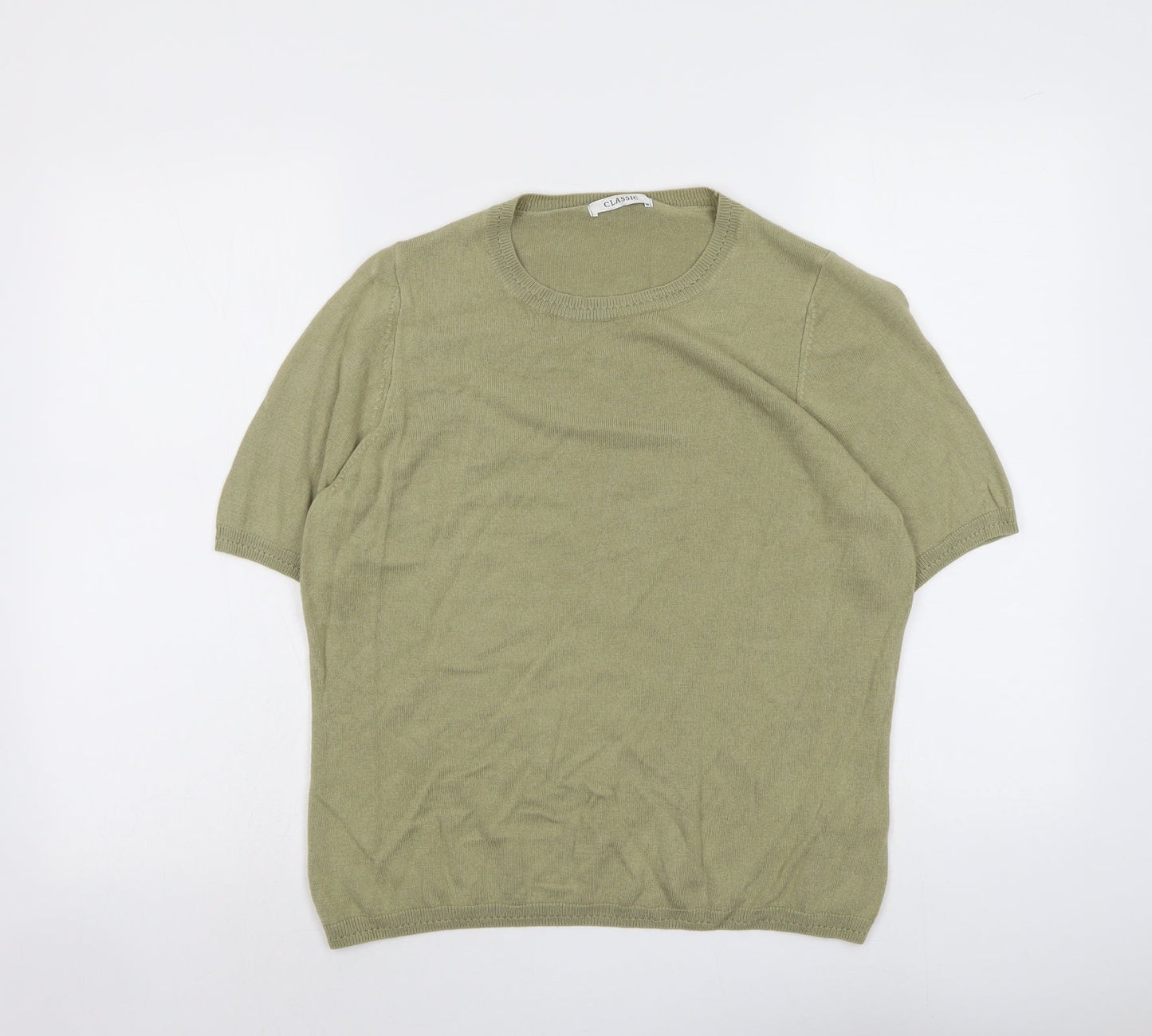 Marks and Spencer Womens Green Round Neck Acrylic Pullover Jumper Size 16