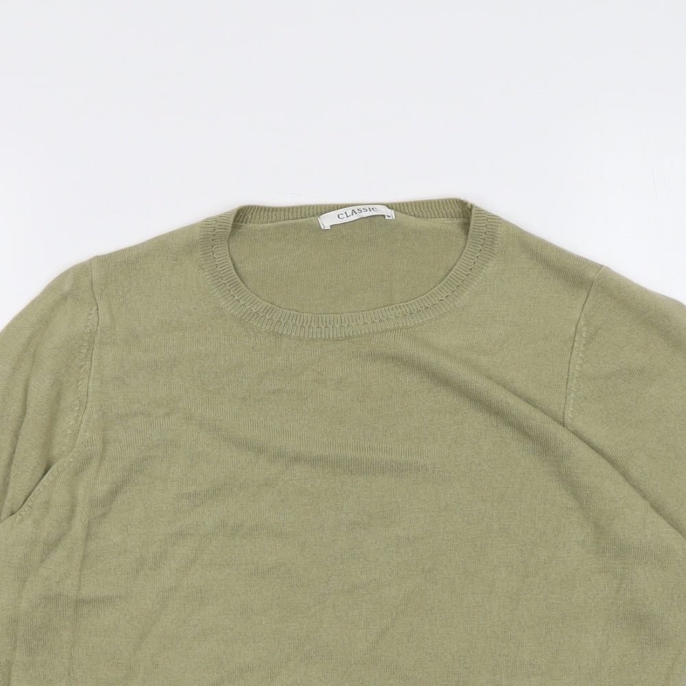 Marks and Spencer Womens Green Round Neck Acrylic Pullover Jumper Size 16